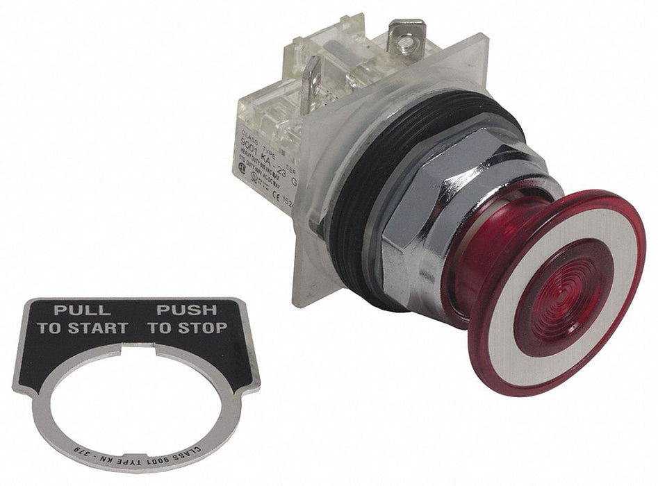 MushroomHeadPushButton Non-Illum Red 1NC