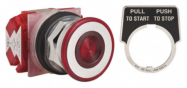 MushroomHeadPushButton Non-Illum Red 2NC