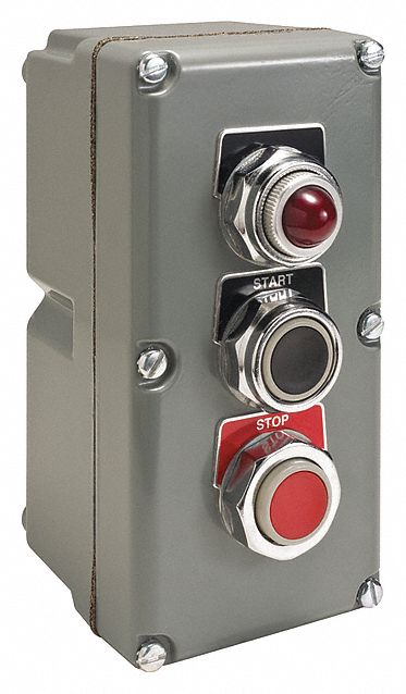 CntrlStn DeadEnd 2Buttn Blk/Rd 1Light