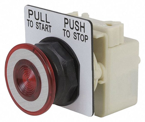 Mushroom Head Push Button Red LED 30mm