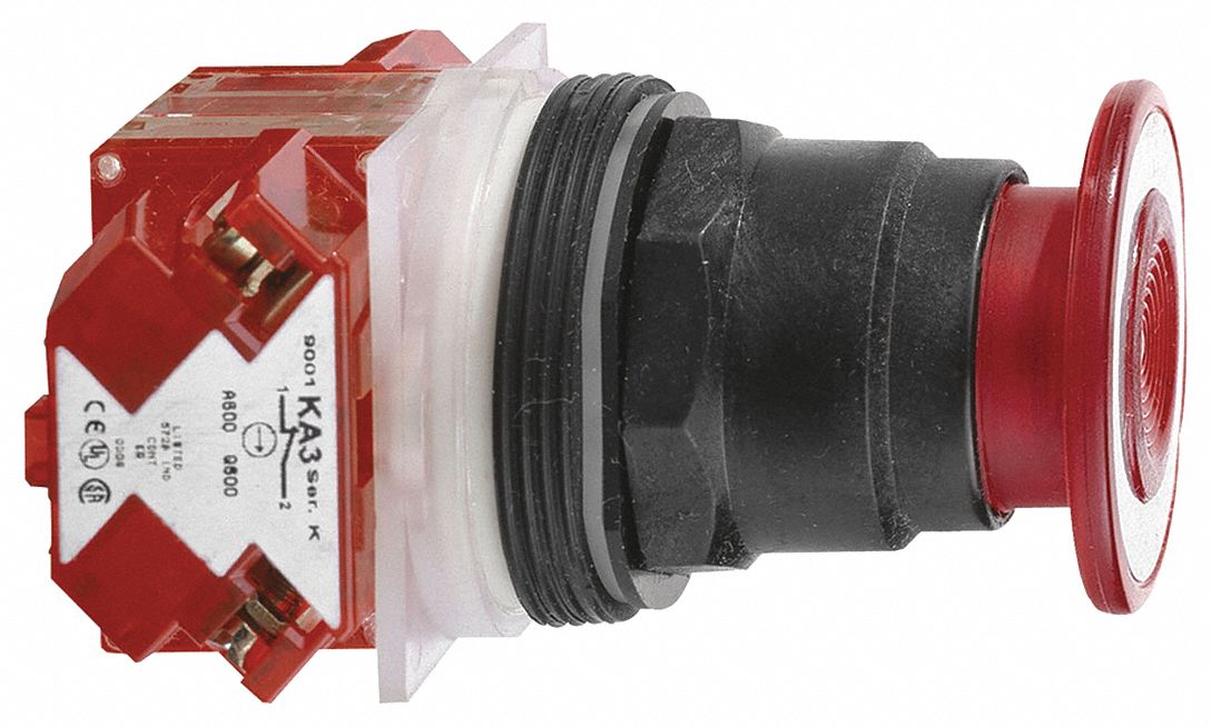 MushroomHeadPushButton Non-Illum Red 1NC