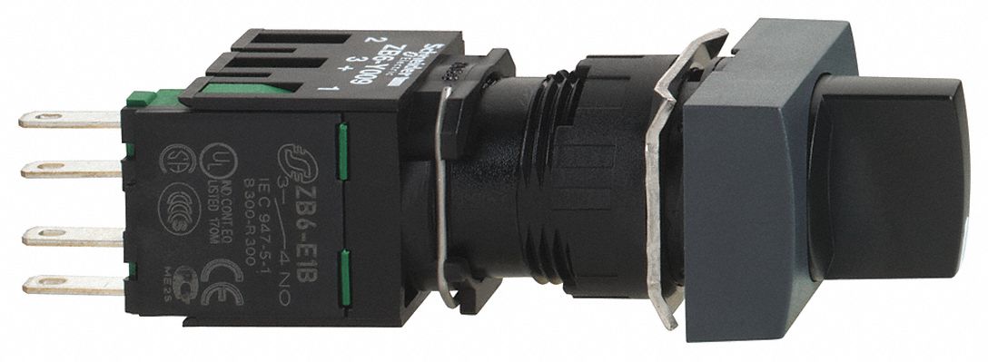 Selector Switch 2 Pos 16 mm Black