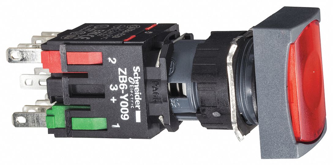 IllumPushButton FullVoltage Red 1NC