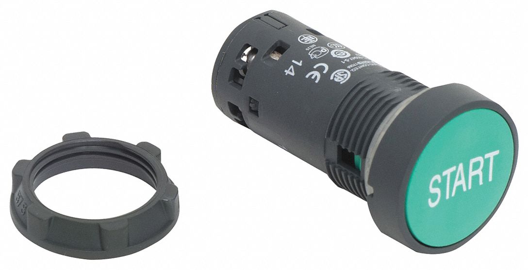 Flush Push Button Green Non-Illum 22mm