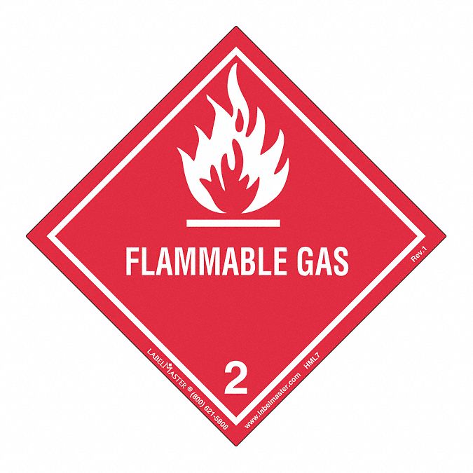 Flammable Gas Label Worded PK50