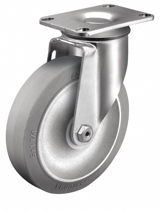 Plate Caster Swivel Rubber 4 11/16 H
