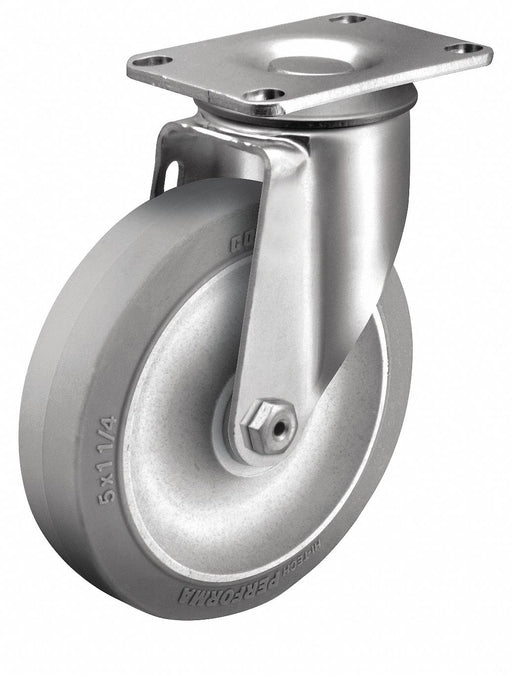 Plate Caster Swivel Rubber 6 3/16 H