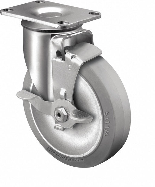 Plate Caster Swivel Rubber 6 3/16 H