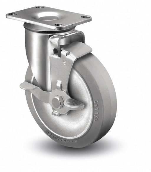 Plate Caster Swivel Rubber 4 1/8 H