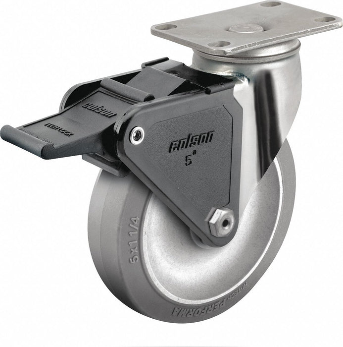 Plate Caster Swivel Rubber 6 3/16 H