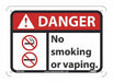 Danger No Smoking Or Vaping Sign
