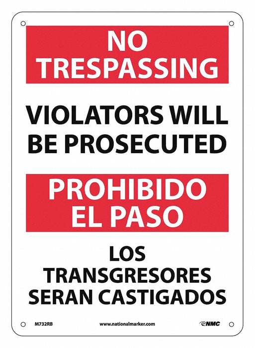 No Trespassing Sign - Bilingual