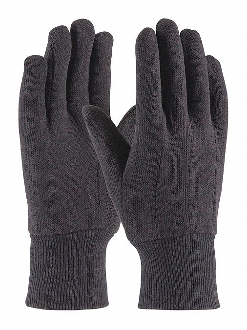 Cotton Jrsy Glove Brn Econ Wt. Mens PK12