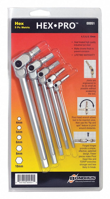 Chrome HexPro Wrenche 4 to 10mm 5 pcs.