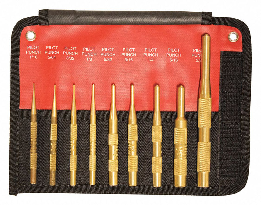 Brass Pilot Punch Set 9Pc