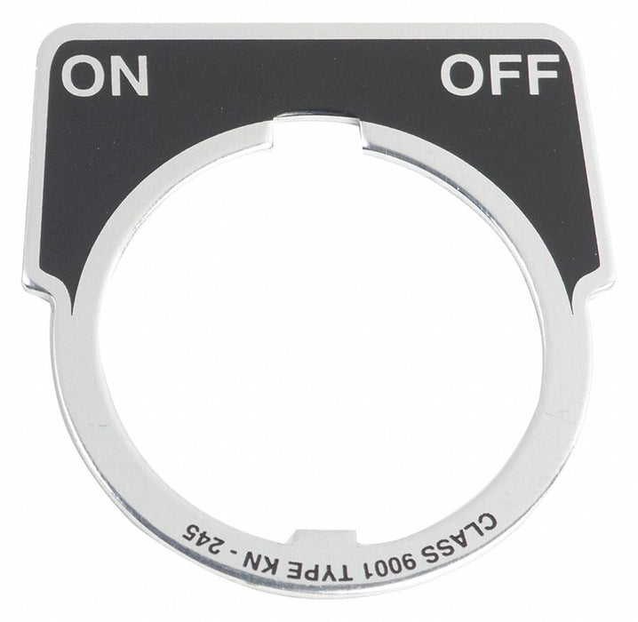 LegendPlate On-Off Silver/Blk Half-Round