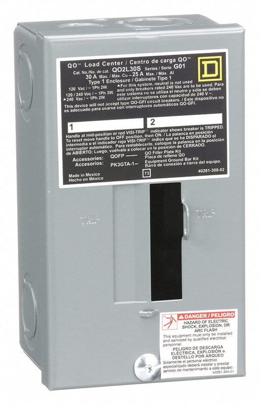 Load Center 30A Lug 1 Phase 2 Spaces