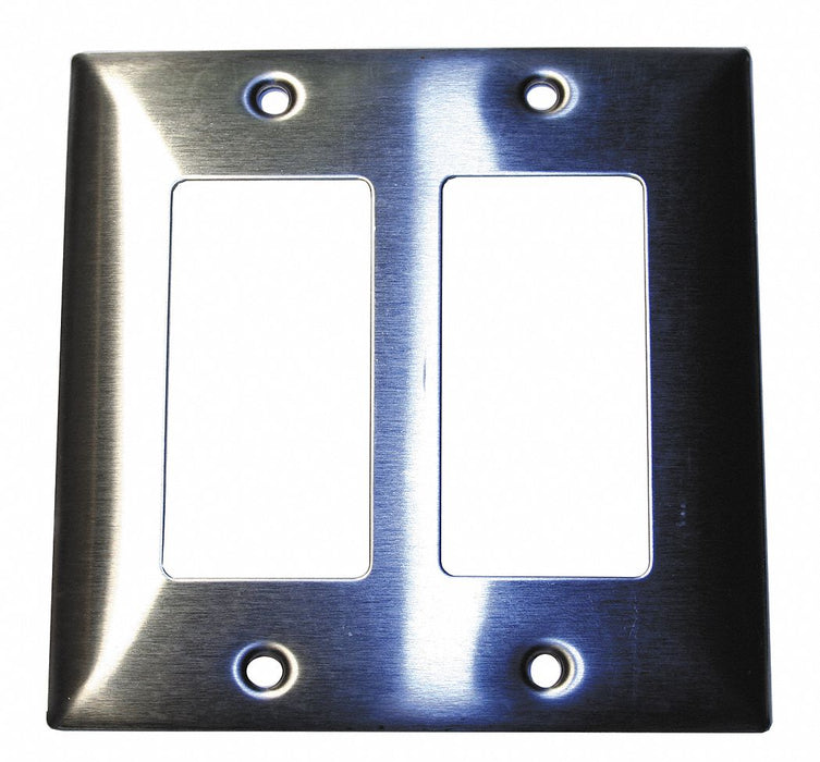 Rocker Wall Plate Stnd Silver 2Gng Brsh