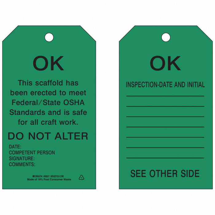 Tag Black Green Polyester 7inH 4inW PK10