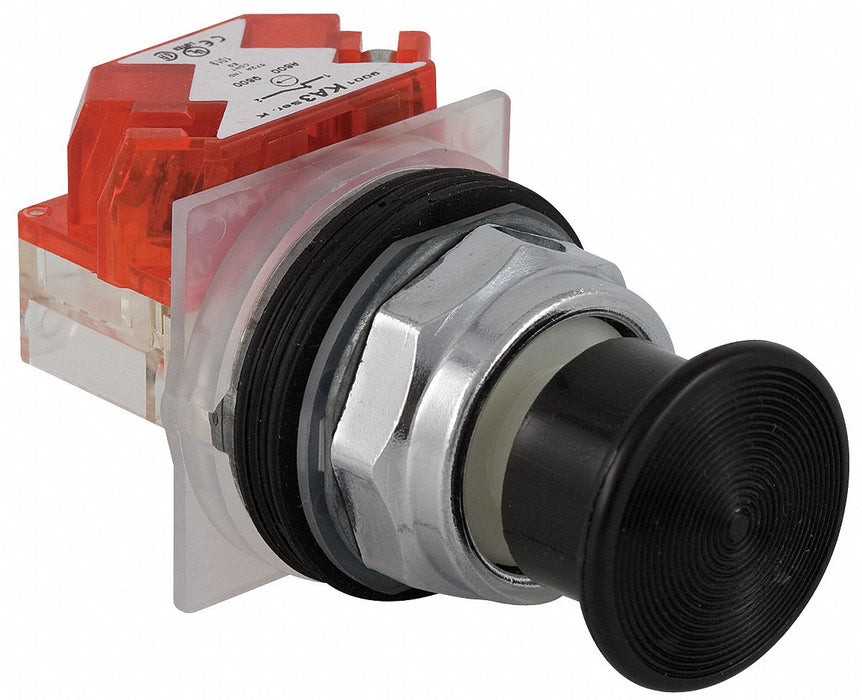 H7084 MushrmHeadPushButton NonIllum Blk 1NC