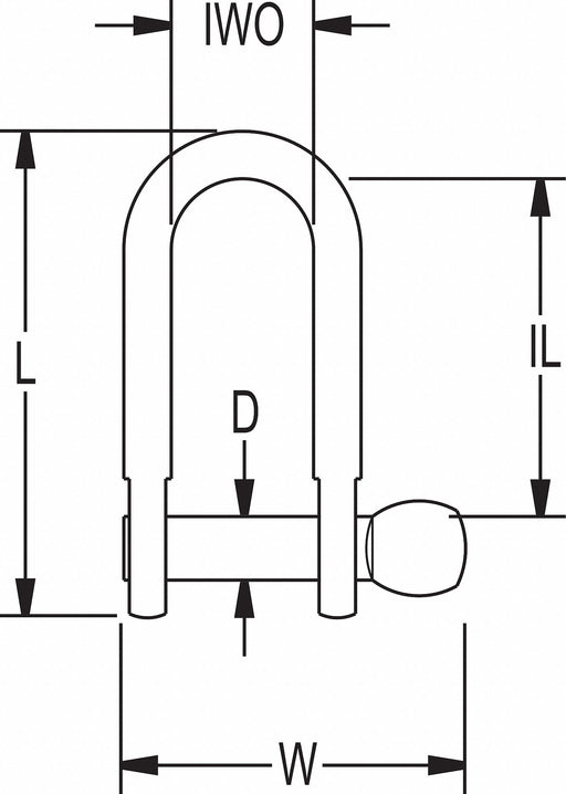 D-Shackle 3 970 lb 316 Stainless Steel
