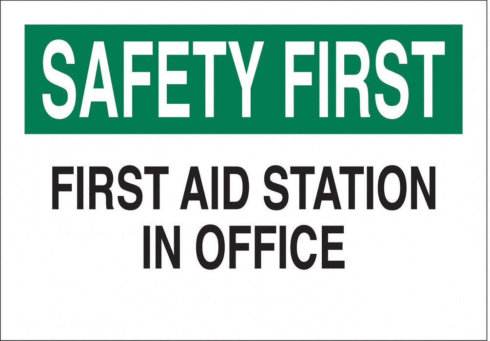 First Aid Sign 10X14 GRN and BK/WHT