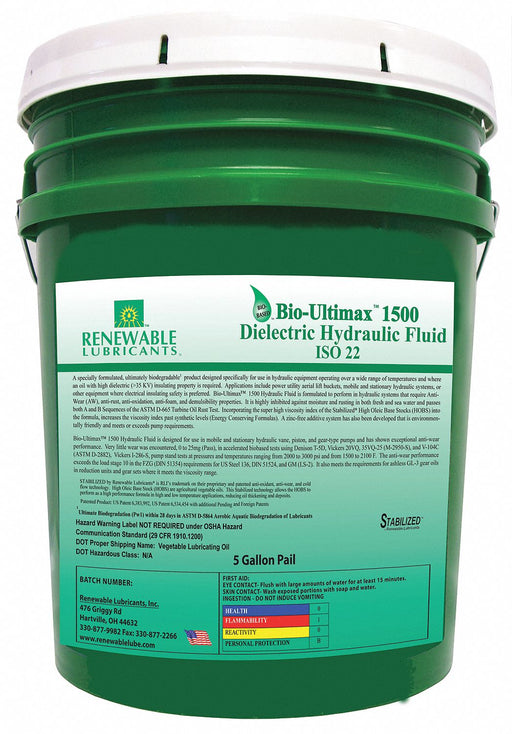 Dielectric Hydraulic Oil ISO 22 5 Gal