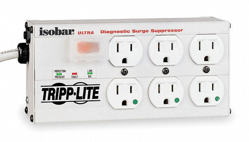 Surge Protector Strip 6 Outlet Gray