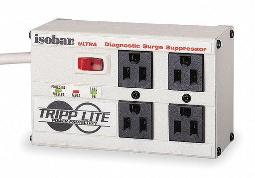 Surge Protector Strip 4 Outlet Gray