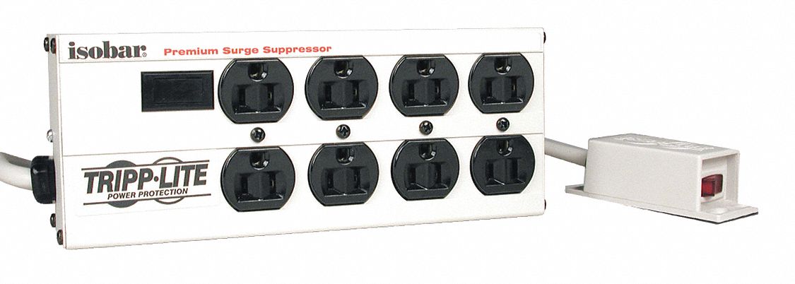 Surge Protector Strip 8 Outlet Gray