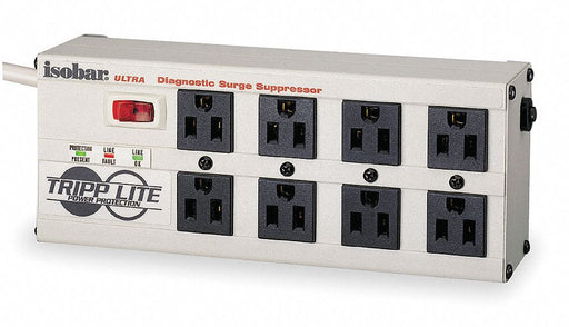 Surge Protector Strip 8 Outlet Gray