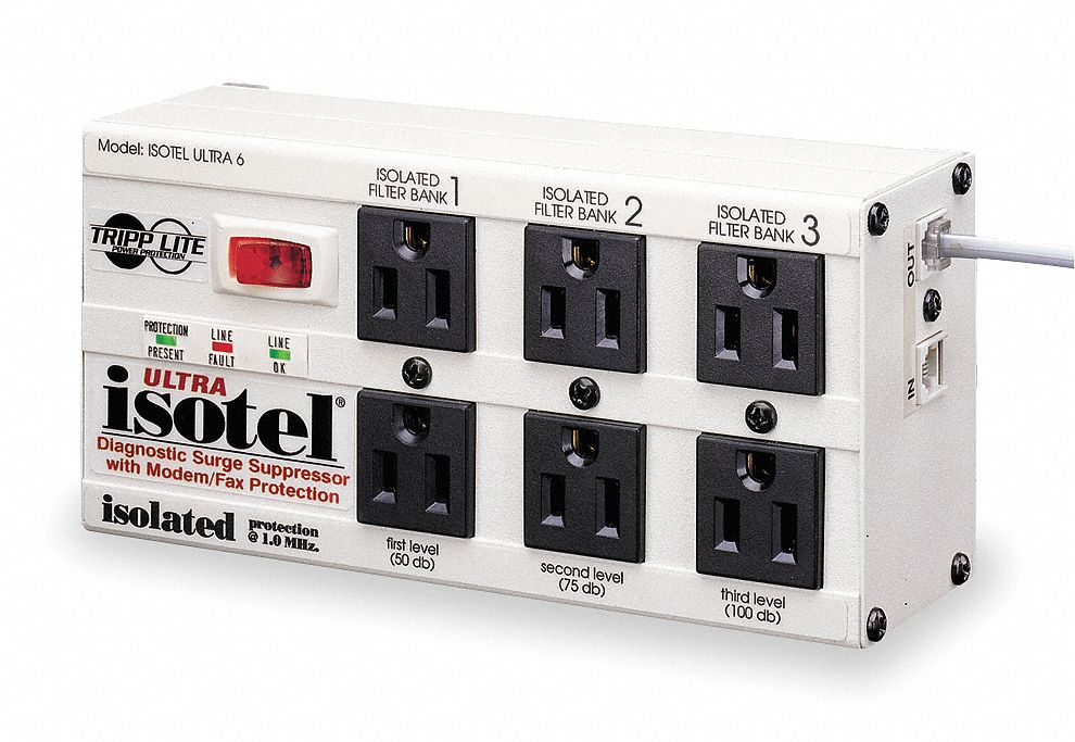 Datacom Surge Protector 6 Outlet Gray