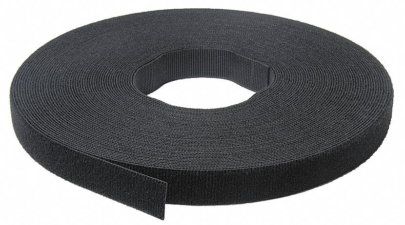 Hook-and-Loop Cable Tie Roll 75 ft Black
