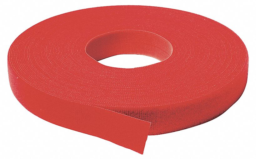 Hook-and-Loop Cable Tie Roll 75 ft Red