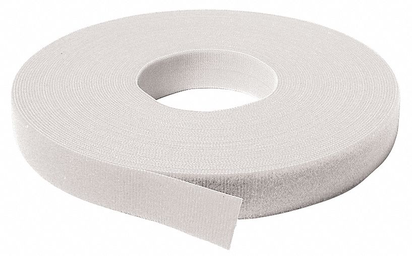 Hook-and-Loop Cable Tie Roll 75 ft White