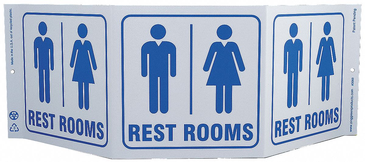 Restrooms Sign Projecting Plastic