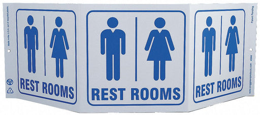 Restrooms Sign Projecting Plastic