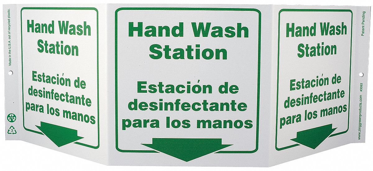 Hand Wash Sign Projecting Plastic