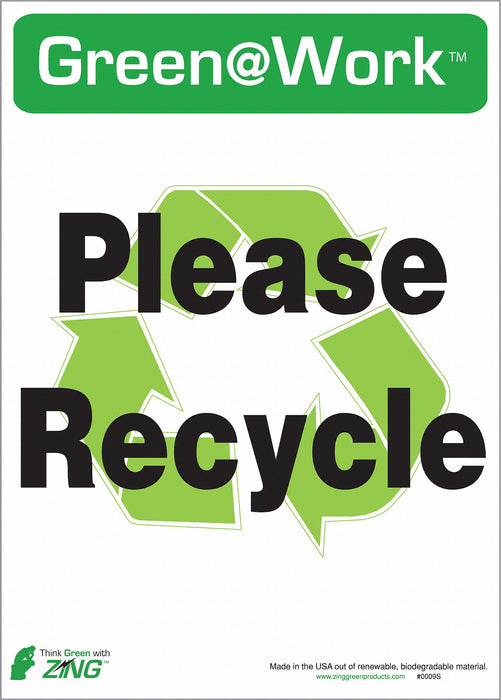 Please Recycle Adhsve Sign 7x10in PK5