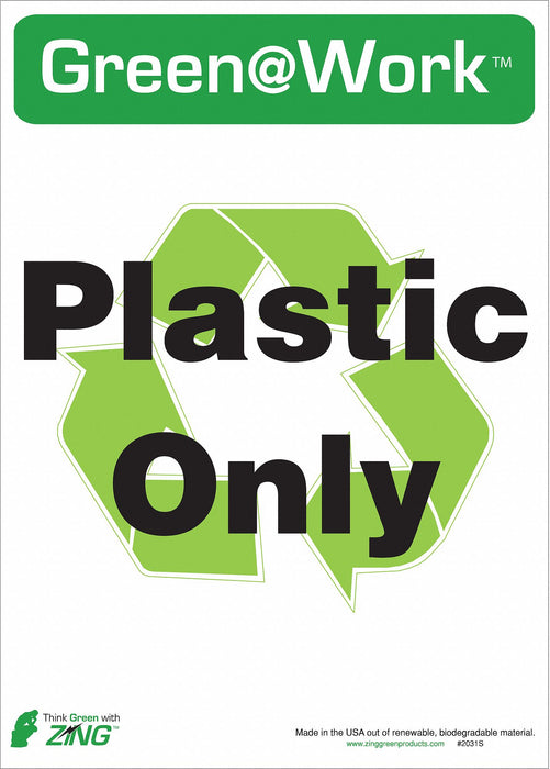 Recycle Label Plastic Only 14X10 PK5