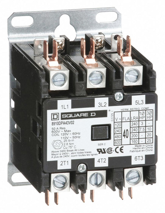 H2655 DefPurposeMagContactor 110/120VAC 3P 40A
