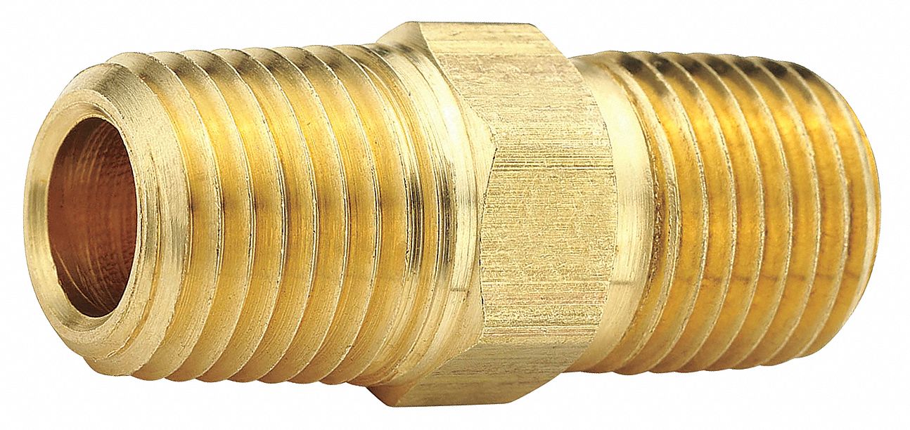 Hex Nipple Brass 3/8 in Pipe Size MNPT