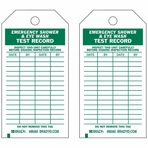 Emer Sh  Eye Wash Test Rcd Tag PK10