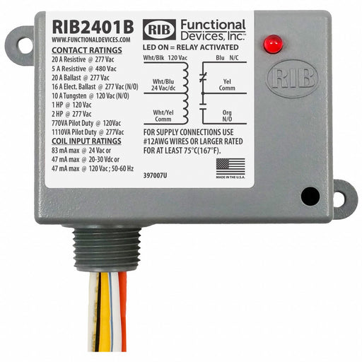 EnclosedPre-Wired Relay 24VAC SPDT 20A