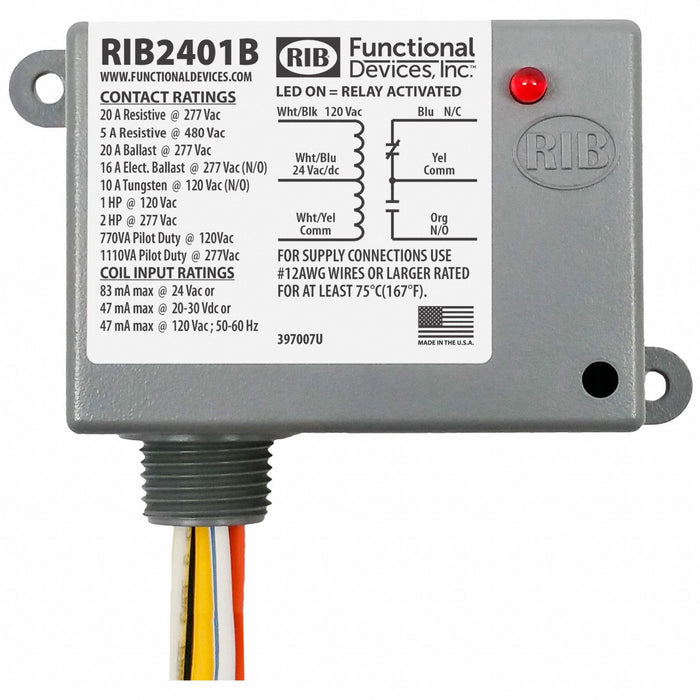 EnclosedPre-Wired Relay 24VAC SPDT 20A