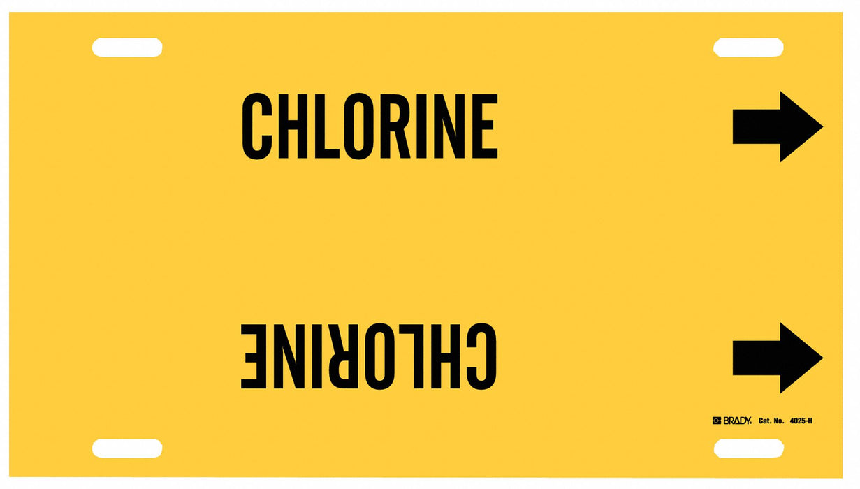 Pipe Marker Chlorine 10 in H 32 in W