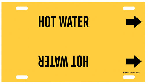 Pipe Marker Hot Water 8 in H 16 in W