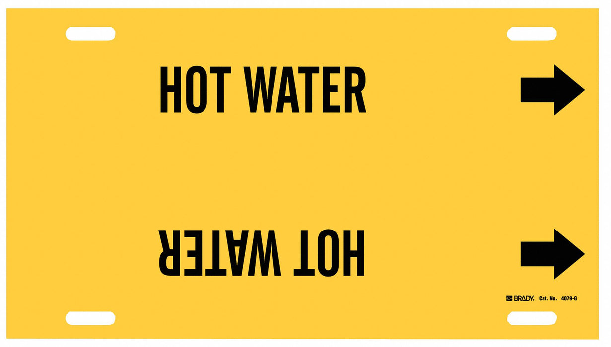 Pipe Marker Hot Water 10 in H 24 in W