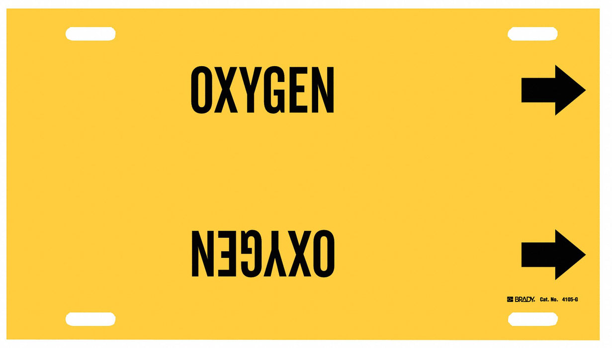Pipe Marker Oxygen 10 in H 24 in W