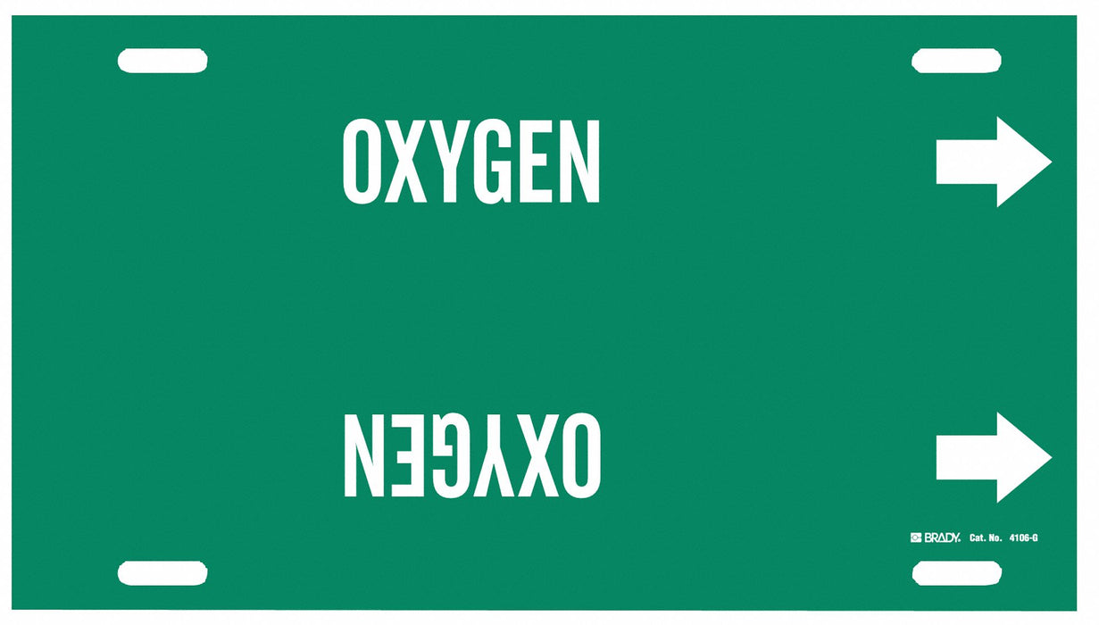Pipe Marker Oxygen 10 in H 24 in W